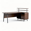bureau van hoogglans fineer met opbergkast en open schap 150 x 70 x 75cm
