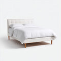 Gestoffeerd bed met hoofdbord en matras in beige 200 x 160 x 100cm