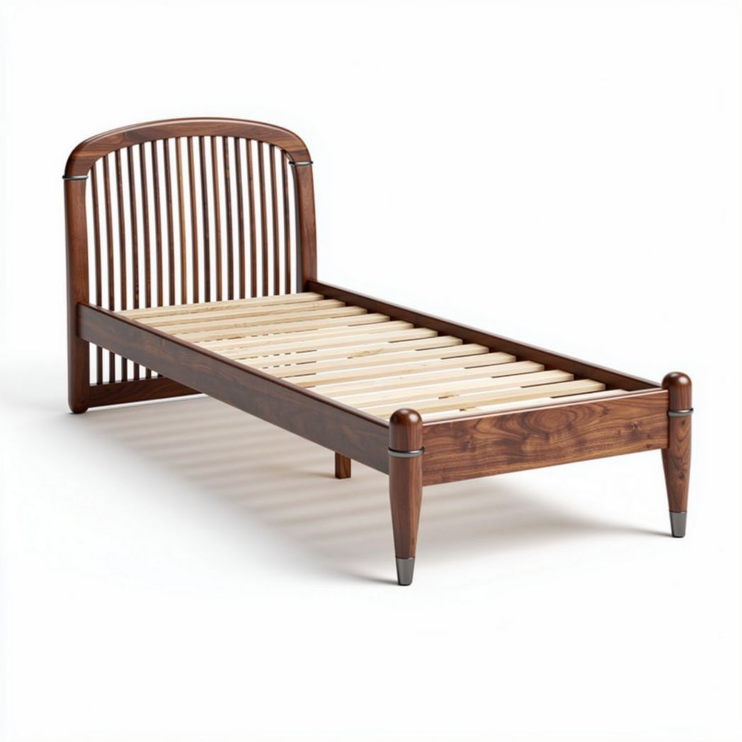 Houten eenpersoonsbed met lattenbodem 190 x 100 x 40cm in bruin