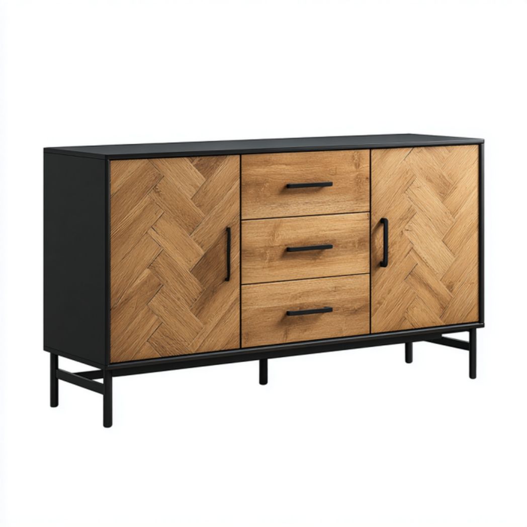 Eikenhouten tv-meubel met geschaafd oppervlak afmetingen 80 x 40 x 70cm