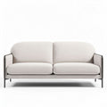 Lichtgrijze stoffen bank met stalen frame afmetingen 180 x 85 x 75cm