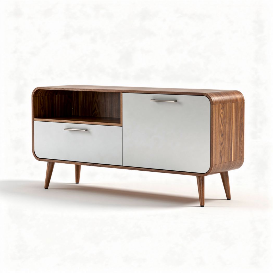 Houten tv-meubel met 2 lades en open vak 150 x 45 x 75cm