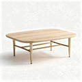Licht eikenhouten salontafel met gouden metalen poten 120 x 60 x 45cm