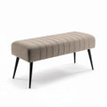 Bank van stof in lichtbruin 150 x 40 x 45cm met zwarte poten