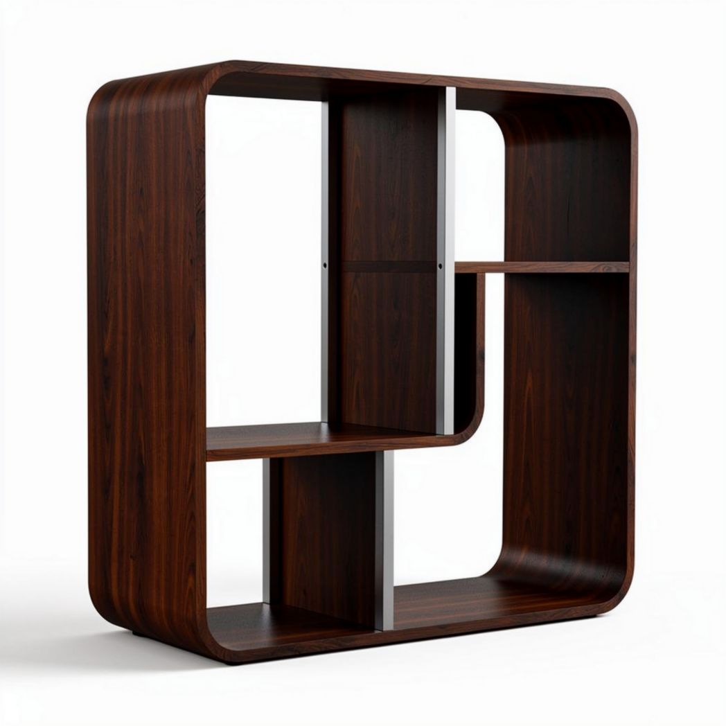 Open boekenplank van gelamineerd hout en metaal 60 x 30 x 80cm bruin