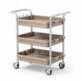 Opvallende multifunctionele cart met drie lagen en wielen in taupe kleur 90 x 40 x 80cm